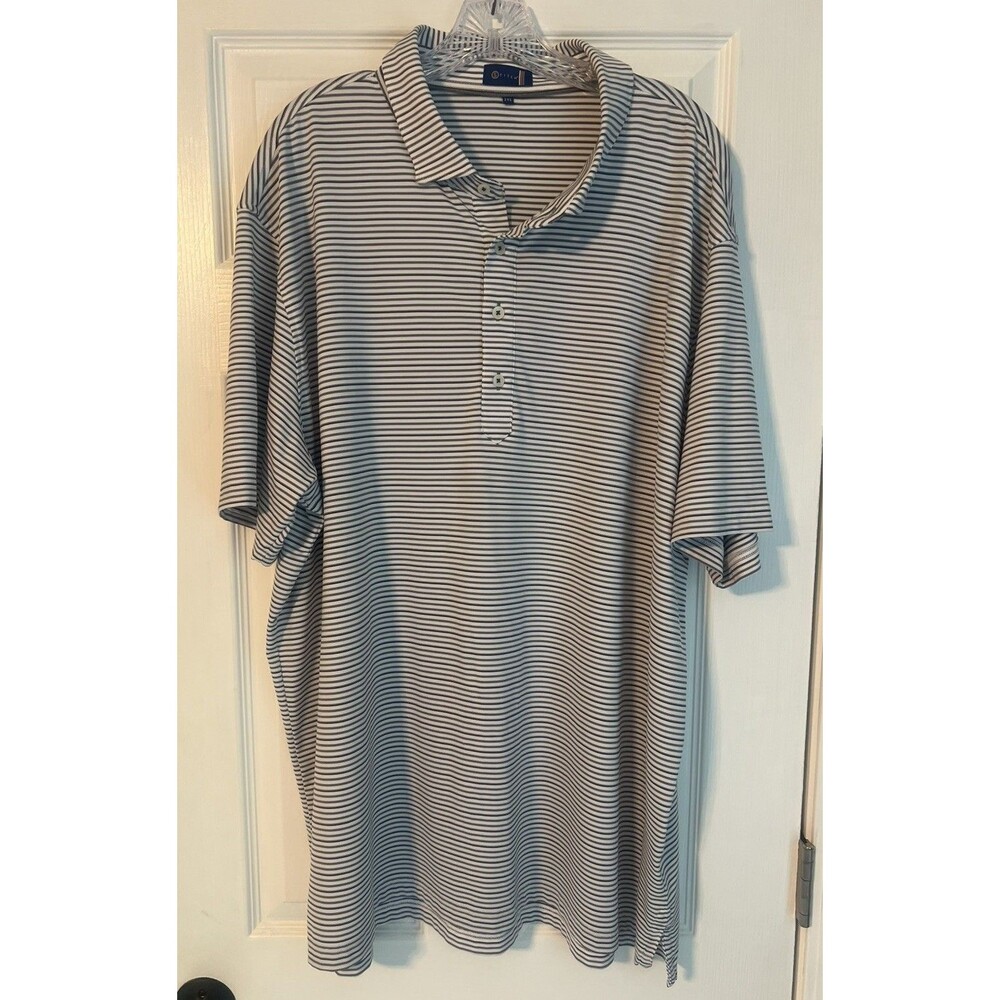 Stitch Golf Polo Shirt Mens 2XL Gray White Stripe Plain No Logo Performance 2X